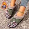 Winter Embroidery Shoes Plus Velvet Warm Women Cotton Flats Retro Chinese Ethnic Style Old Non-slip Old Beijing Cloth Shoes Gift