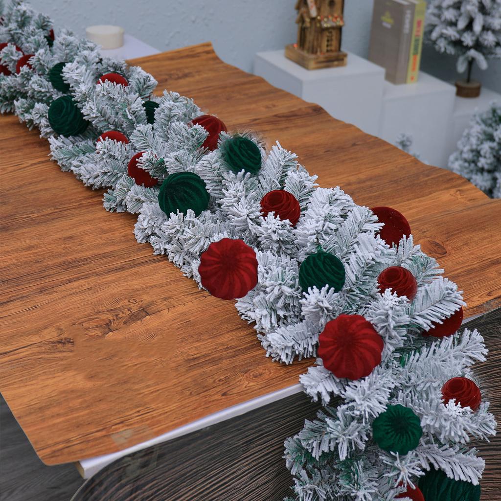 Decorative Rattan Garland Long-Lasting High-Density Flocked Garland Snowfall Ornaments High-Density Christmas Decorative Rattan