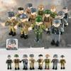 12pcs/sets WW2 Military Soldiers Soviet USA UK Army MOC 4.5cm People Building Blocks MiniFigures Bricks Toys for Boys Gift Toys