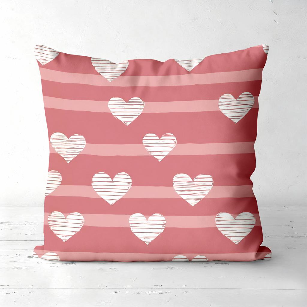 Pieces Valentine Heart Stripe Pillow Covers Polyester sofa decorative cushion cov Headboard Pillow (Without Pillow Core
