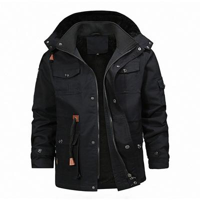 Militärjacke Herren mit mehreren Taschen, warme Winterjacken mit Kapuze