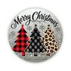 Iron Wall Art Merry Christmas Tree Wreath Leopard Print Durable Metal Decor Indoor Outdoor