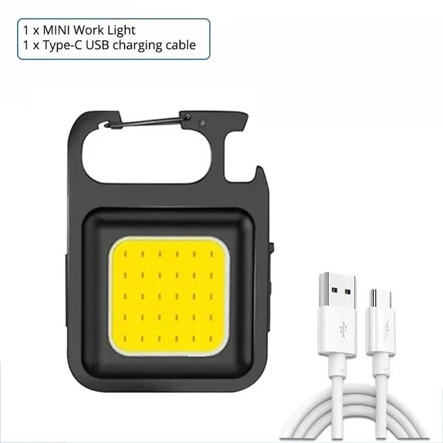 Mini LED Flashlight Super Bright Rechargeable Keychain Light Outdoor Emergency Camping Pocket Lamp With Tail Magnet Corkscrew