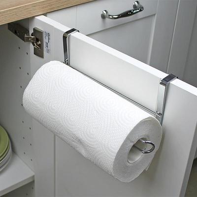 New Paper Roll Towel Holder Stainless Steel Racks Under Drawer Cabinet Door Back Hanging Hook Holder Kitchen Bathroom Gadget