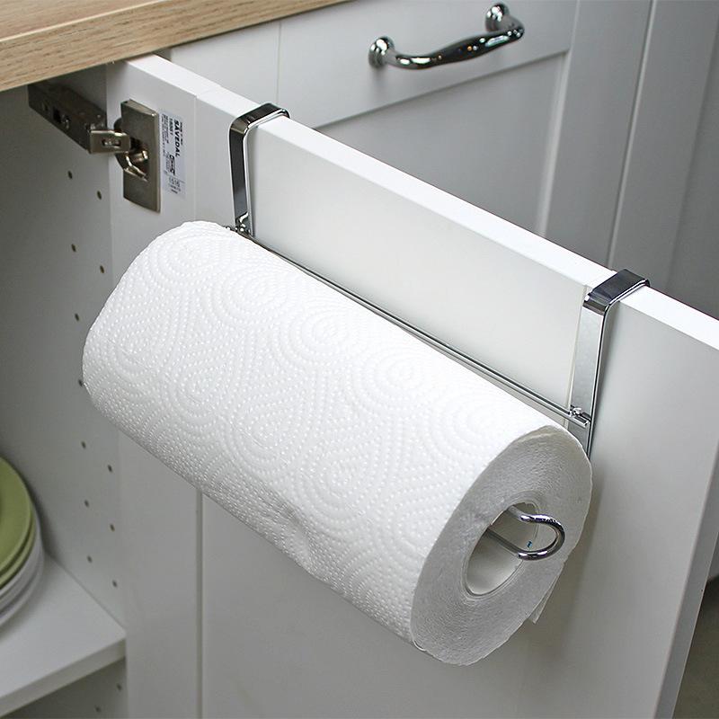 New Paper Roll Towel Holder Stainless Steel Racks Under Drawer Cabinet Door Back Hanging Hook Holder Kitchen Bathroom Gadget