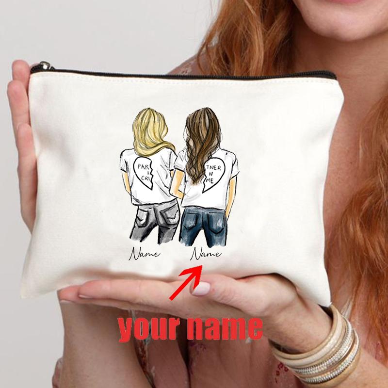Borsa Trucco Personalizzata Regalo Amicizia Nome Personalizzato Regalo per Amici Damigella BFF Bestie Astuccio Portapenne Portamonete Donna Custodia Cosmetica