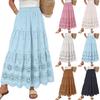 Vestido Longo Casual Feminino Fofo Elástico Cintura Alta -Olho Linha A