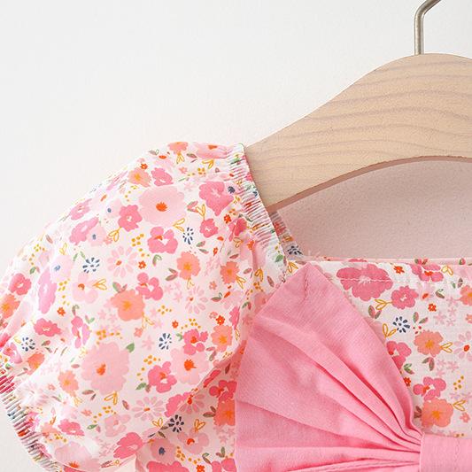Children's Dress Summer New Product Baby Girl Small Floral Short Sleeve Dress Princess Skirt