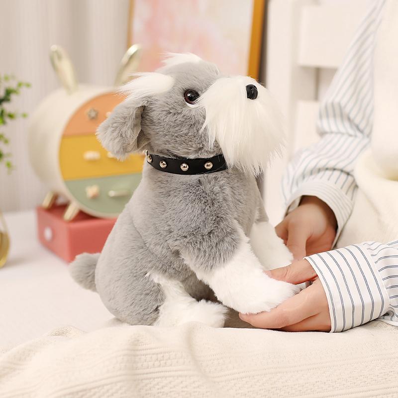 Simulate Dog Plushies Soft Toys Stuffed Bulldog Shar-Pei Schnauzer Plush Toy Home Decor Girl Boy Companion Birthday Gift