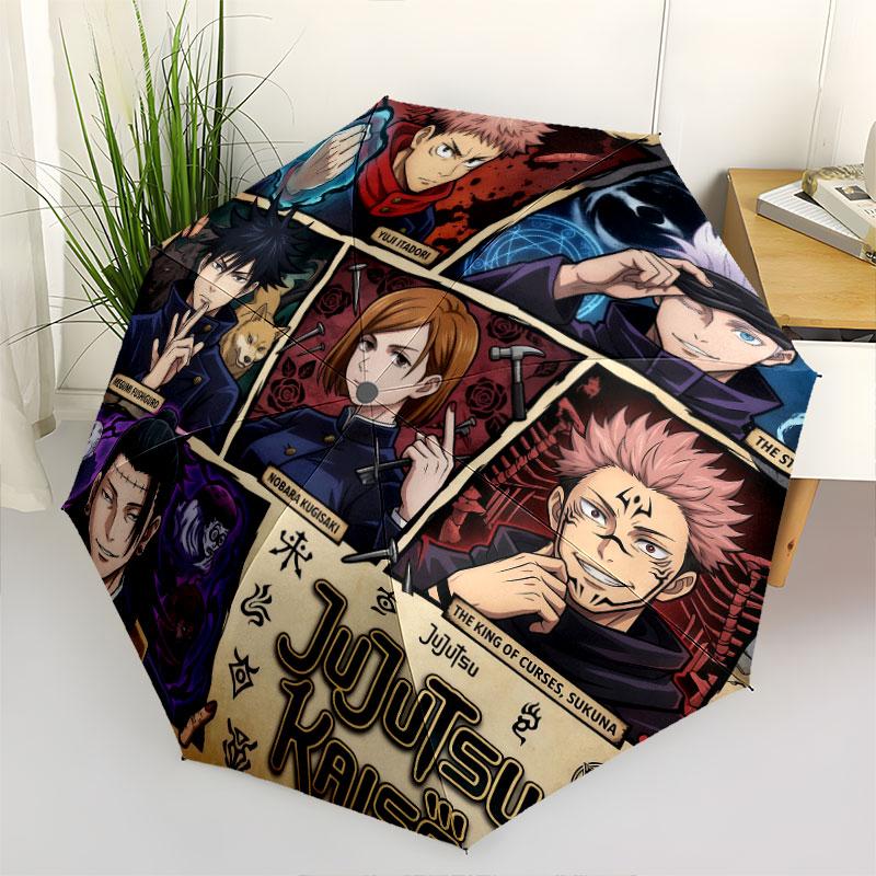 1 PC Automatic Folding Umbrella - Jujutsu Kaisen Pattern Portable Foldable Design With 8 Ribs Christmas Birthday Gifts