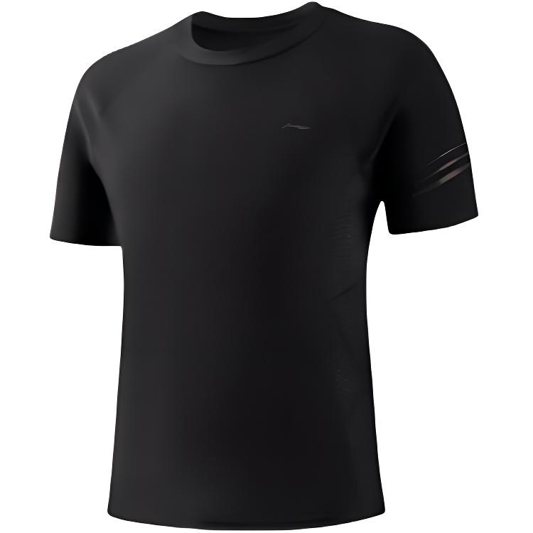 

Li-Ning Solid Color Round Neck Comfortable Breathable Versatile Short Sleeve Swimwear Men swimwear Black LNYW825-1 XL