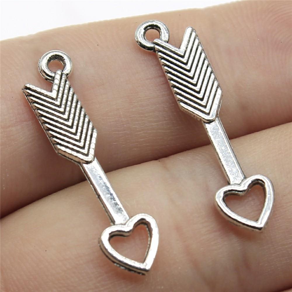 20pcs Arrow Charms Tibetan Bronze Silver Color Pendants Antique Jewelry Making DIY Handmade Craft