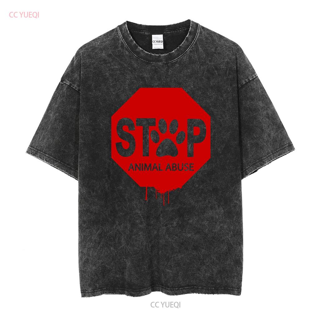 Mens Stop Animal Abuse T Shirt Rights Vegan Vegetarian vintage Washed Stylish Breathable Top For Everyday Wear graphic Slightly
