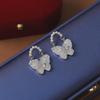 Silver Needle Crystal Butterfly Tassel Earrings with Pearls - Elegant, Nature-Inspired Jewelry for Women.