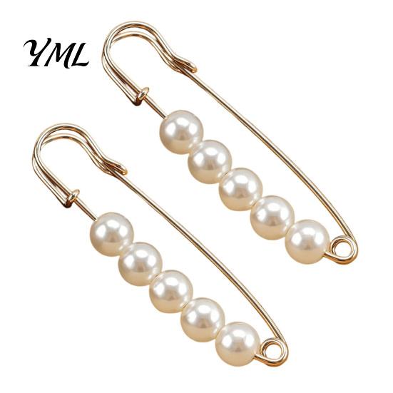 Neckline Fixation Clip 2Pcs Faux Pearl Waist Tightener for Pants, Reusable Cincher Pin Invisible Button Loose Jeans, No Sewing Waistband Skirts Jeans