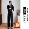 Black Sweatpants for Girls In Junior High School, New Autumn Wide-leg Pants, Loose High-waisted and Thin Casual Banana Sweatpants