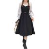 Korean Style 2026 Patchwork A-Line Dress with POLO Collar and Puff Sleeves for Autumn