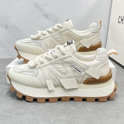 Thick-soled Heightening Women's Autumn New Versatile Casual Sports Lightweight Leather Shoes