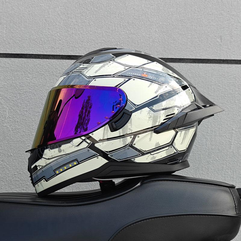 Motorcycle Helmet, Men's and Women's Dual Lens Full Face Helmet, Motorcycle Sports Car, All Season Full Face Helmet