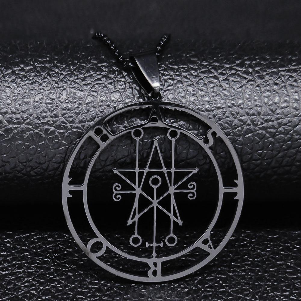 Astaroth Sigil Goetia Stainless Steel Necklace Solomon Demon Seal Satan Sigil satanique patch PIN Jewelry collier femme N7156S03