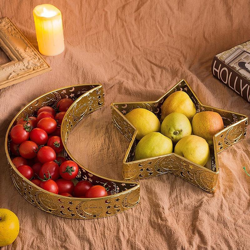Snack Ramadan Tray Ramadan Star And Moon Fruit Platter Eid Al-Fitr Snack Dishes Storage Box Muslim Eid Table Decor