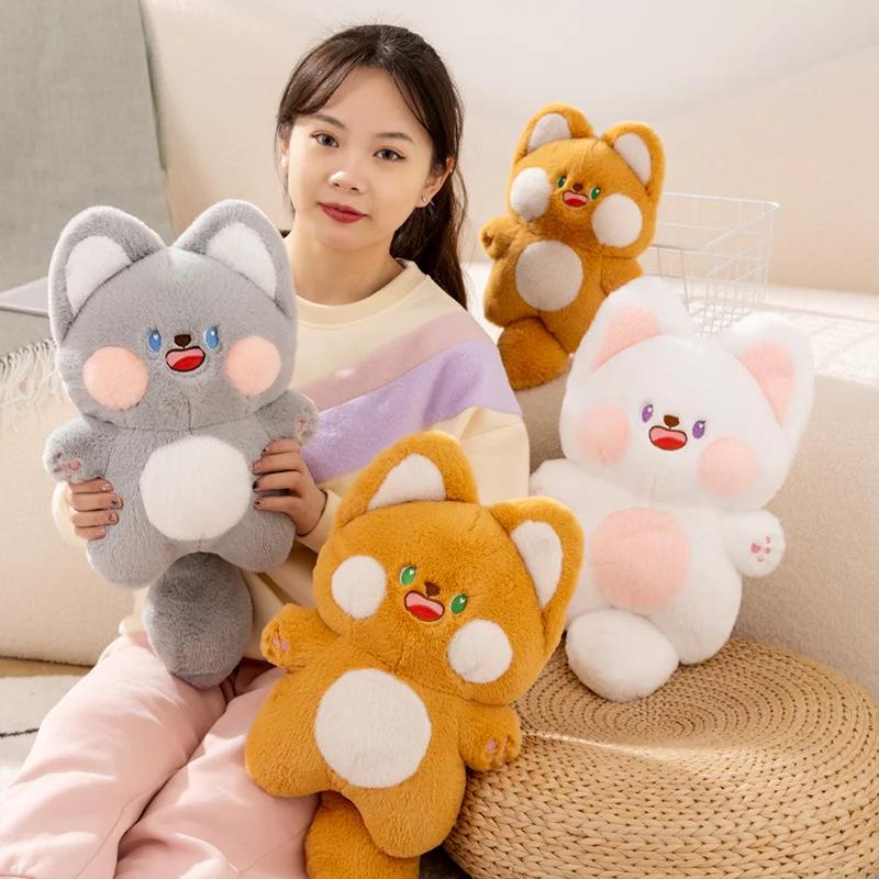 25cm Big Cheek Cat Doll Cute Standing Kitten Plush Toy Stuffed Shy Face Kitten Baby Gift for Kids