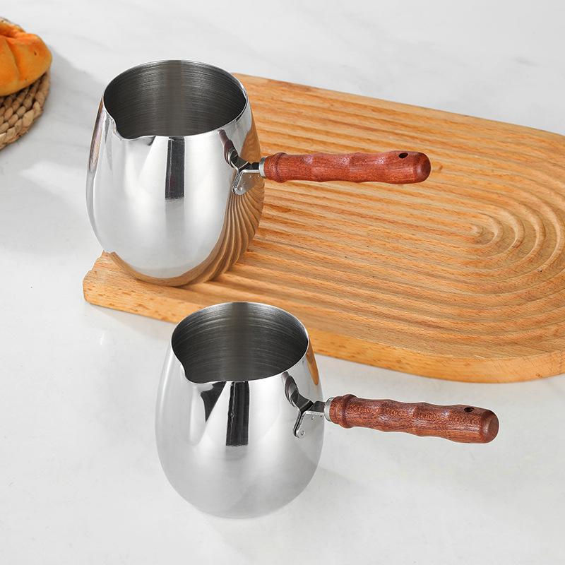 304 Stainless Steel Mini Pot with Long Handle for Oil Splatter, Hot Oil, Baby Food, and Milk, Suitable for Induction Cookers.