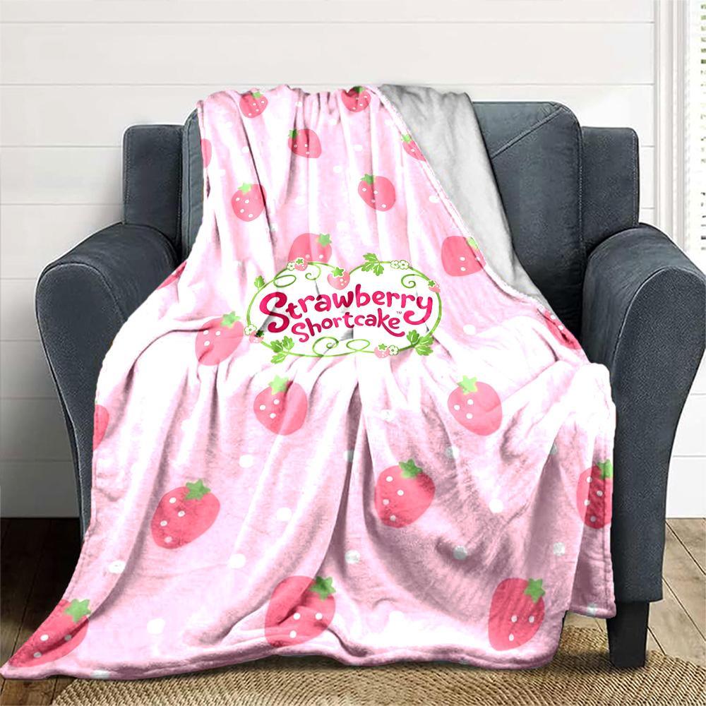 1pc Princess Strawberry14 Blanket, Gift, for Men and Women, Soft Blanket, Good for Sofa Bed Couch Travel, Lightweight Flannel Blanket