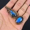 Labradorite Pendant, Handmade Gemstone 999 Copper Wire Wrapped Pendant Antique Jewelry, For Gift Silver Jewelry