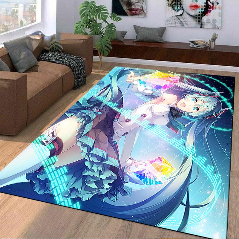 Anime Girl with Colorful Crystal suitable as a non-slip mat for the living room or bedroom sofa