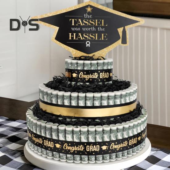 Dárky k promoci 2025 Třípatrový dort plný hotovosti Dekorace k promoci pro chlapce a dívky Střední škola Vysoká škola Potřeby na promoční párty