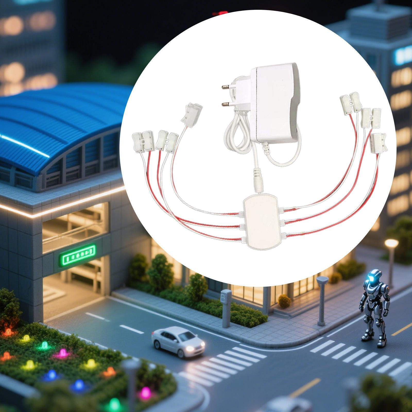 

Блок питания 3В 1А Многопортовая проводка для уличного фонаря мини-масштаба Кукольные домики 6 6 Ports