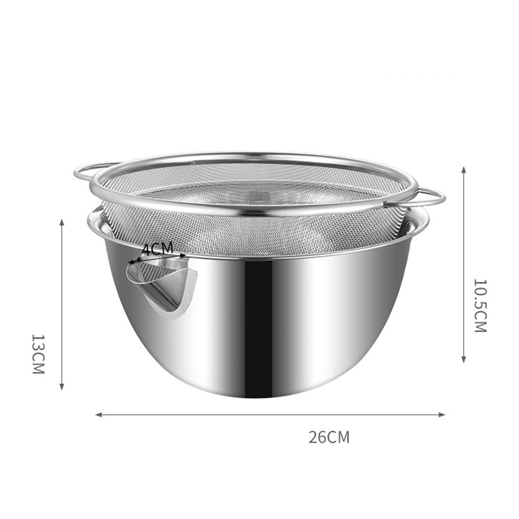 Colander with Bowl Set with Handles Rice Rinser Large Capacity Food Strainer 304 Stainless Steel Microporous Colander