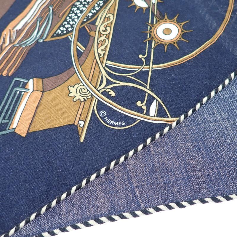 HERMES  361422S  Schal Marineblau Kaschmir/Seide Damen