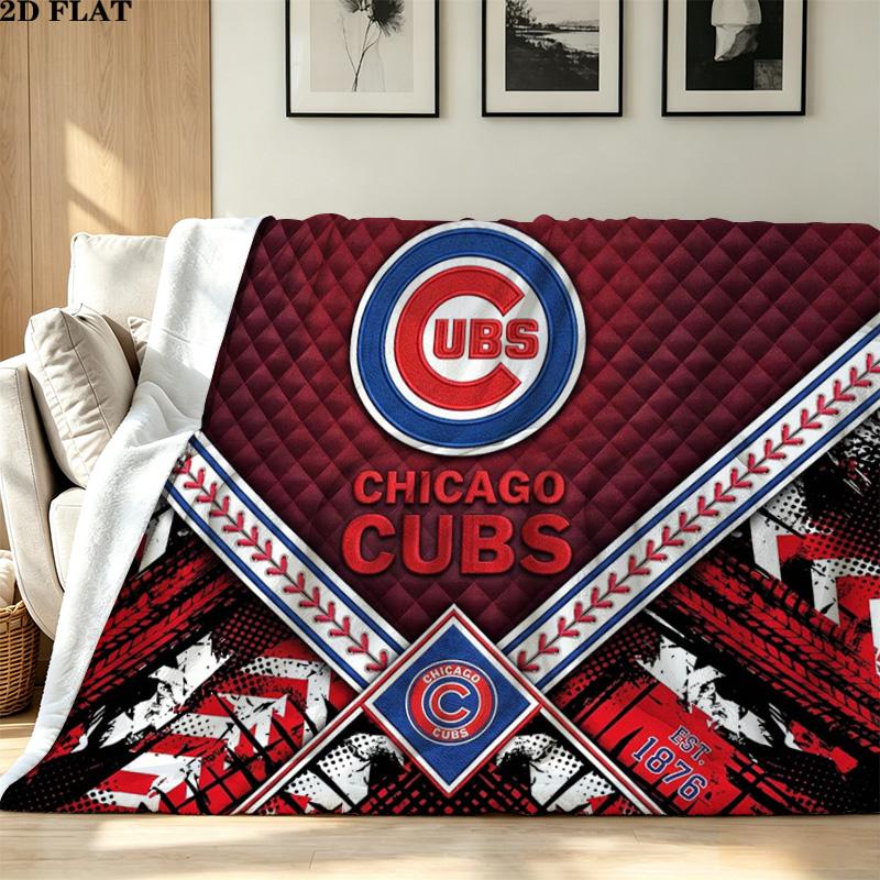 Chicago Cubs Print Flannel Blanket High Quality Warm Comfortable Cover for All Seasons Perfect for Gifts Home Decor