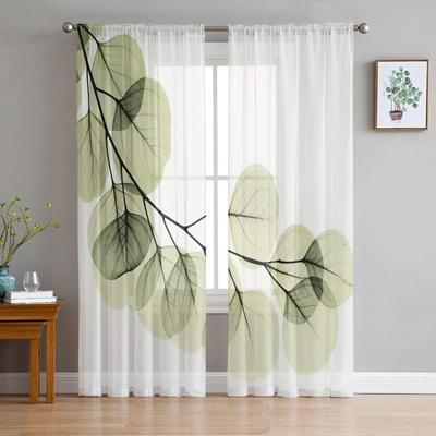 Groene Bladeren Takken Eenvoudige Transparante Gordijnen voor Slaapkamer Woonkamer Voile Raamgordijnen Tule Gordijnen voor Kinderkamer