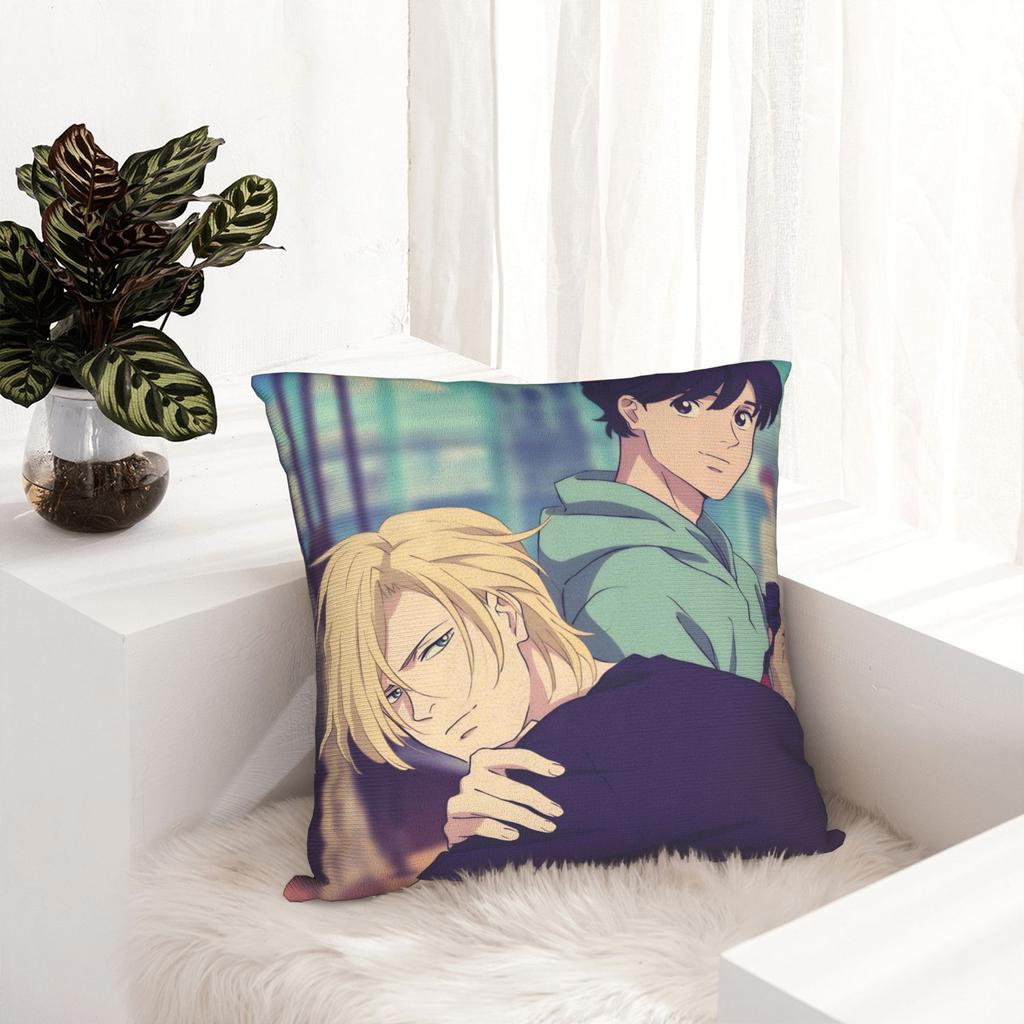 Dekoracyjne Poszewki na Poduszki Banana Fish Akcesoria Anime Poszewka na Poduszkę do Łóżka Pokrowiec na Poduszkę z Zamkiem Błyskawicznym Wielorazowego Użytku