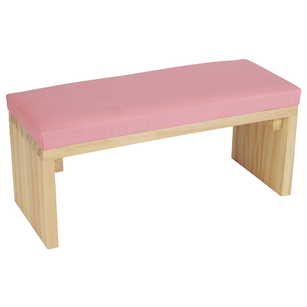 Nail Art Hand Pillow Mat Soft PU Leather Wooden Stand Arm Rest Cushion for Nail Salon