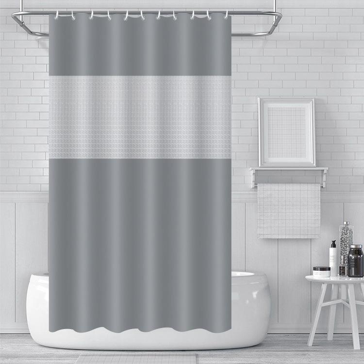 3D Splicing Peva Shower Curtain, Waterproof Bathroom Curtain Bathroom Curtain Without Punching Holes Thickened With Hook