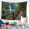2D Turquoise River Waterfall Tapestry Nature Scenery Photography Background