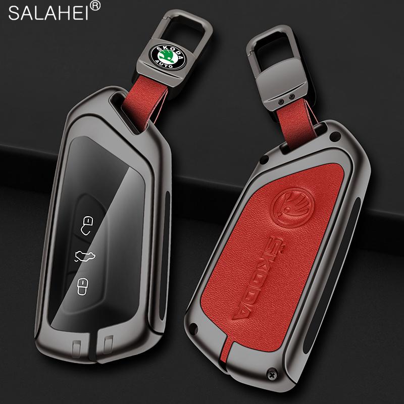 Zinc Alloy Car Smart Remote Key Case Bag Cover Protector Holder Shell For Skoda Octavia 4 8 A8 2020 2021 Keychain Accessories EH4