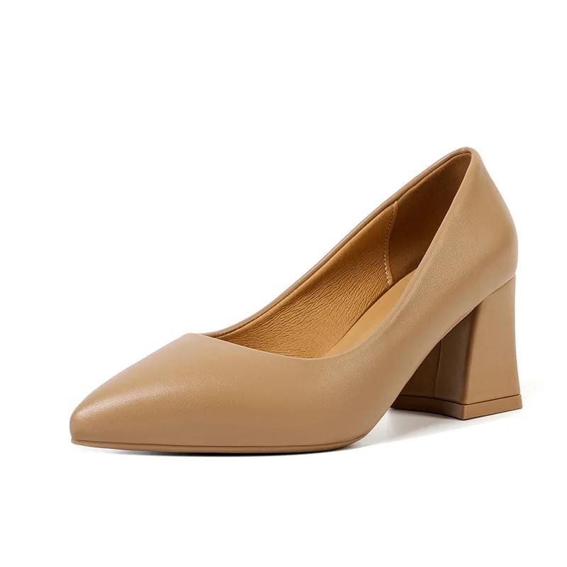 Fashion Plus Size 35-42 Basic Pumps Pointed Toe High Heels Boat Shoes for Woman Dress Shoes Shallow Thick Heel White Wedding Shoes