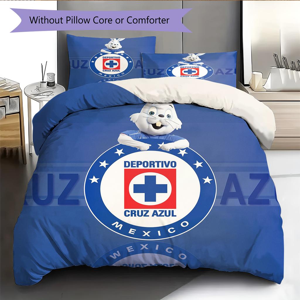 Cruz Azul Pattern Bedding Home Decoration Birthday Gift (1 * duvet cover + 2 * pillowcase, without core)