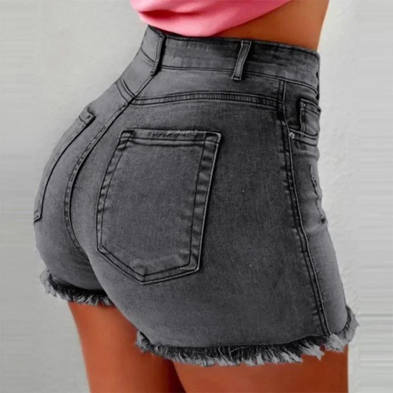 High Waist Short Pants Women's Jeans Available In Multiple Colors Women's Denim Stretch Shorts Stretch Tassel Distressed