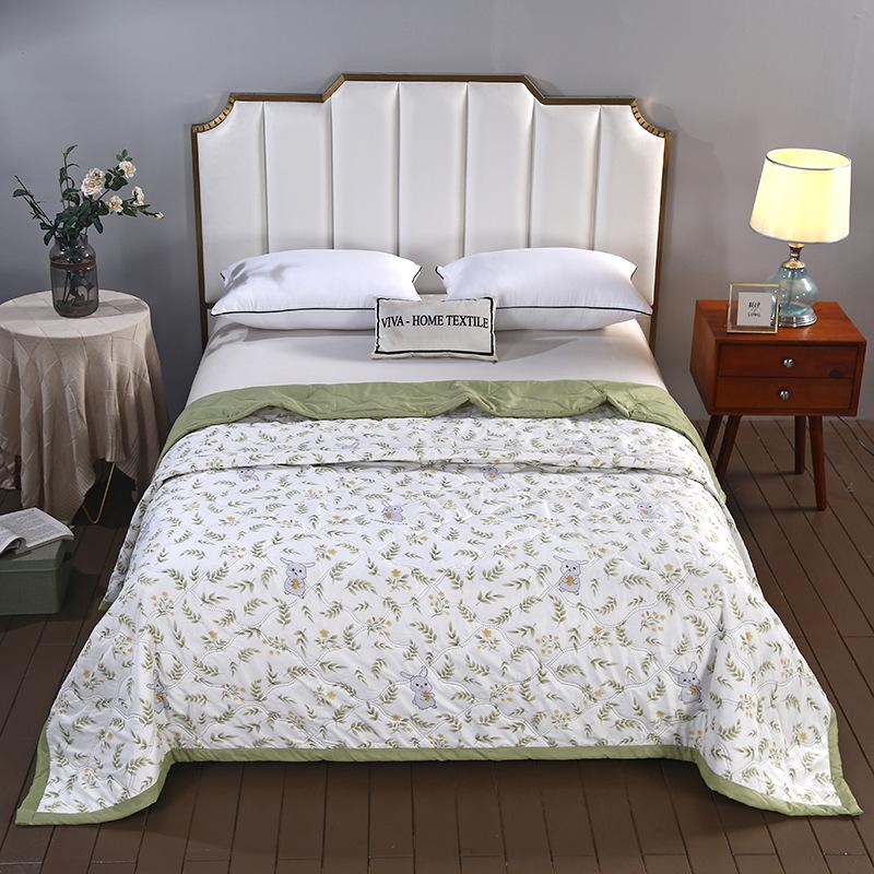 Summer Cool Gift Quilt Set: Washable Cotton Comforter & Thin Quilt