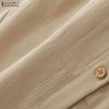 ZANZEA Oversized Women Turn Down Collar Long Sleeve Solid Casual Blouse Shirts