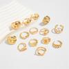 Pack of 12 Pearls Embellished Openwork Irregular Rings Set Alloy Fashion Jewelry Lightweight Hollow Jewelry Set for Women