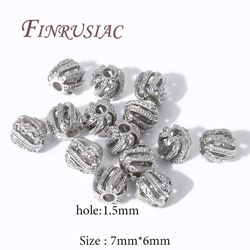 18K Gold Plated Metal Bead Separators For Bracelets,Weave Pattern Beads,Spacer Beads For Jewelry Making DIY Accessories