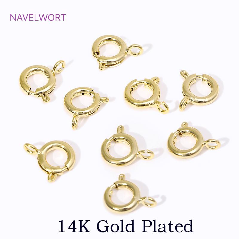 14K/18K Gold Plated Brass Spring Clasps,5/5.5/6/7mm Round Spring Clasps Connector,Clasps For Bracelets ,DIY Jewelry Accessories