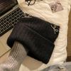 Cute bow knitted hat women's autumn and winter versatile thermal bald hat, standing ear and showing face, small wool hat